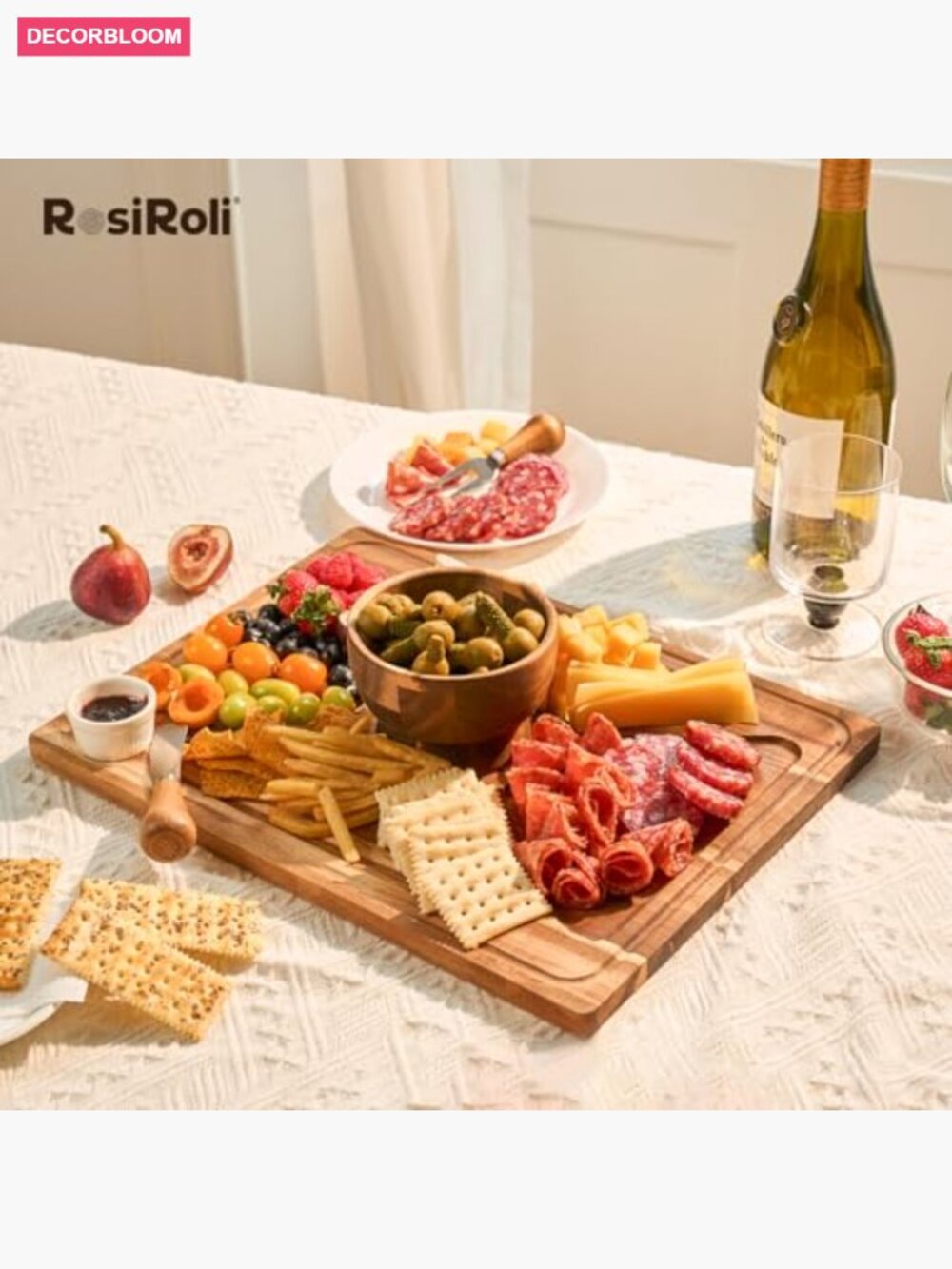 2-in-1 Acacia Wood Cake Stand & Charcuterie Board with Acrylic Dome Lid, - Picture 2 of 7